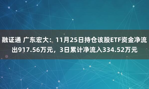 融证通 广东宏大：11月25日持仓该股ETF资金净流出917.56万元，3日累计净流入334.52万元